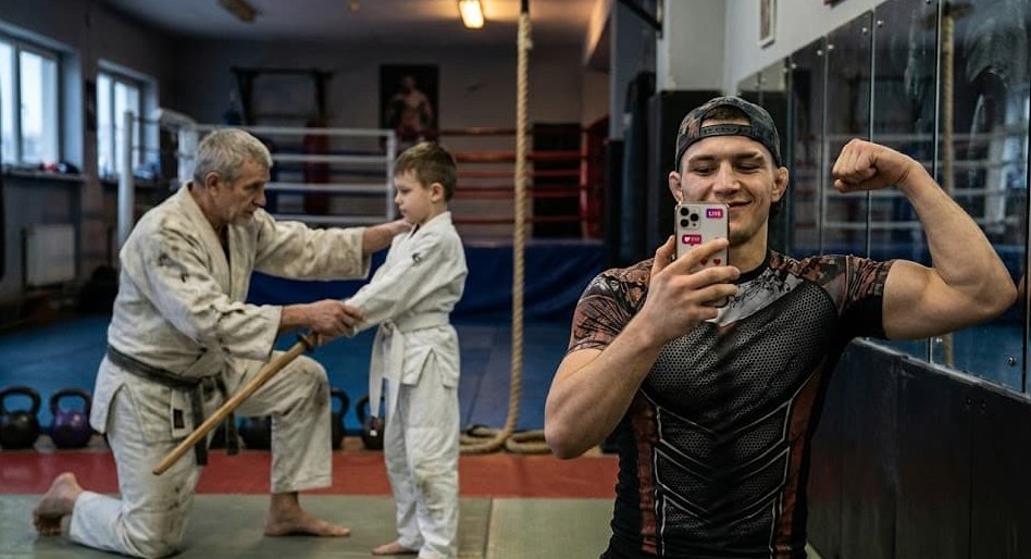 Un peleador entrenando