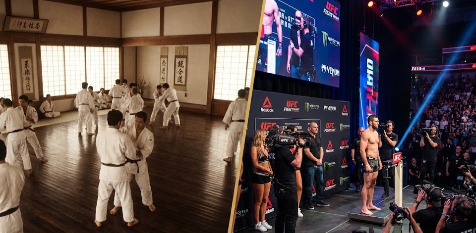 Un peleador entrenando